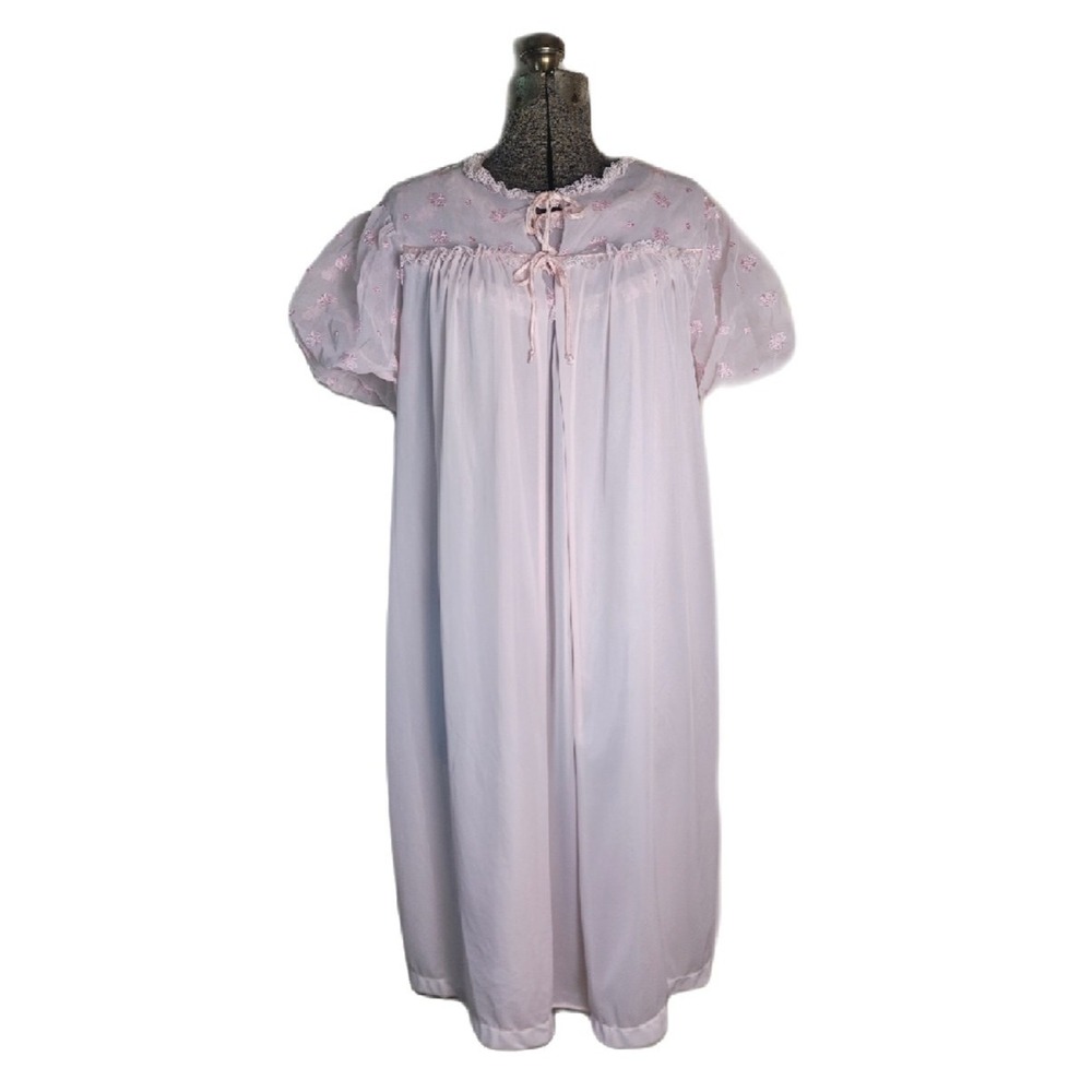 Vintage 50s 60s Nightgown And Bed Coat Robe Set‎ Lingerie Peignoir M/L USA Pink